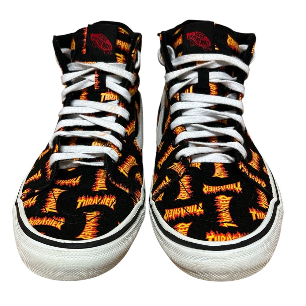 🟡Vans Men’s Thrasher x Skate Sk8-Hi 'Allover Thrasher Logo Shoes Size 11.5 - Picture 2 of 12